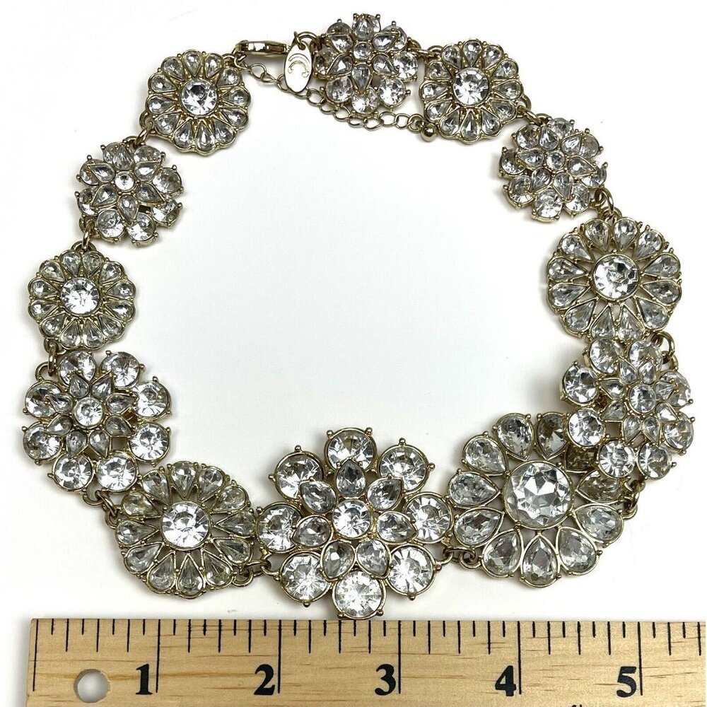 VTG Rhinestone Starburst and Goldtone Couture STATEMENT NECKLACE Signed CC EUC - Picture 4 of 5